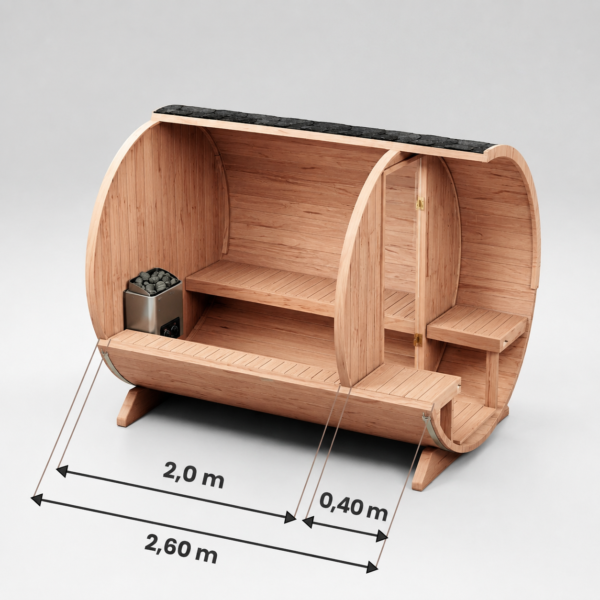 2,6m Ø2,2m Fasssauna (Terrasse)