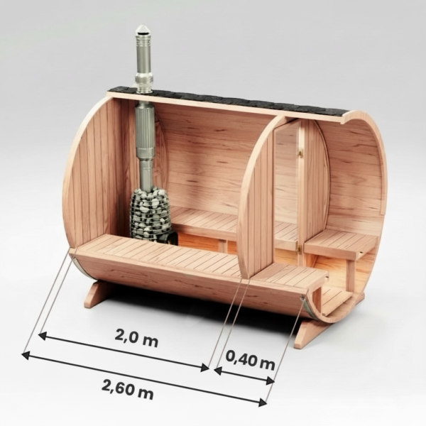 2,6m Ø2,2m Fasssauna (Terrasse)